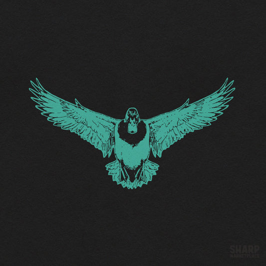 Vintage flying teal mallard duck graphic for hunting sublimation and wildlife shirts