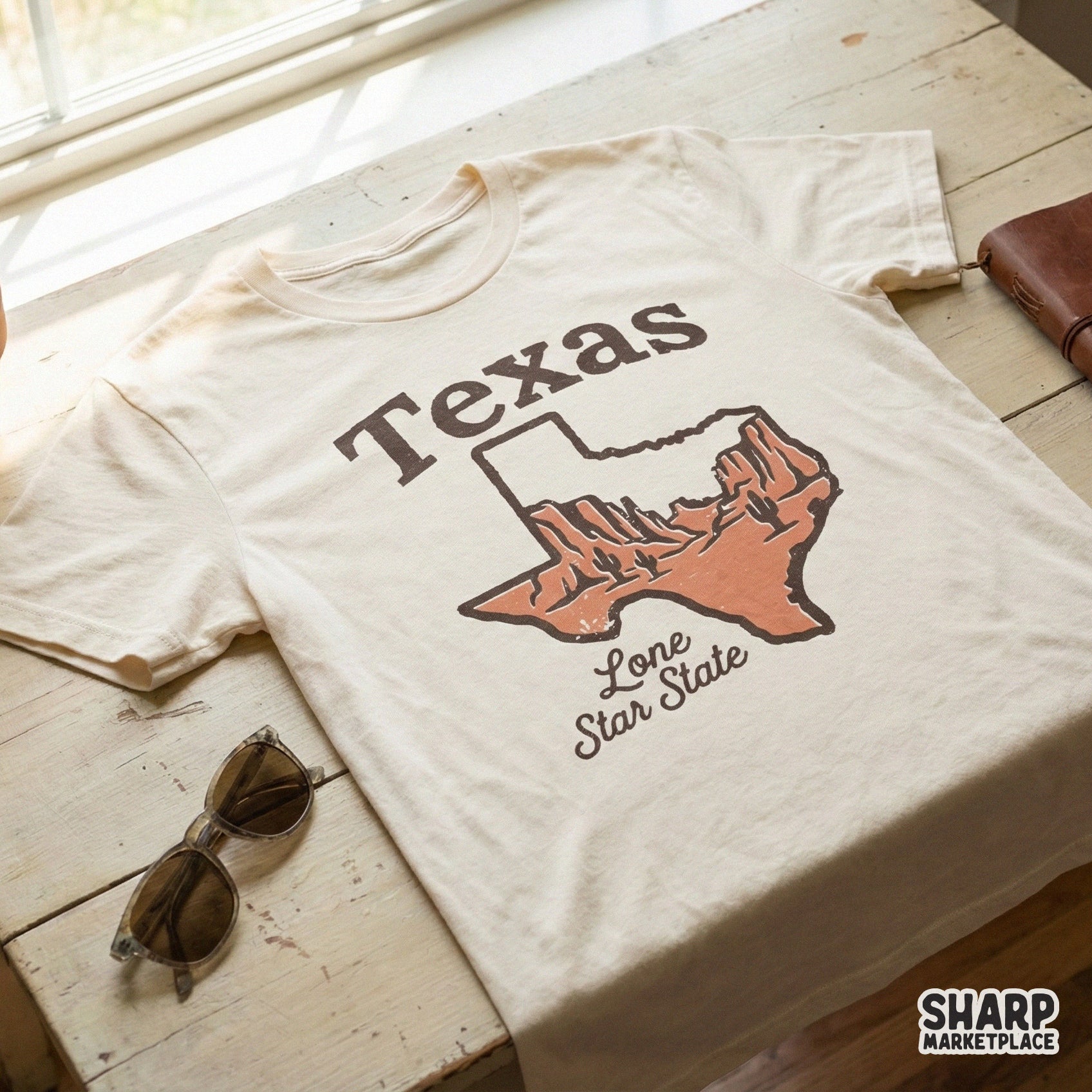 Texas Lone Star State PNG, Retro Western Texas Design Digital Download -