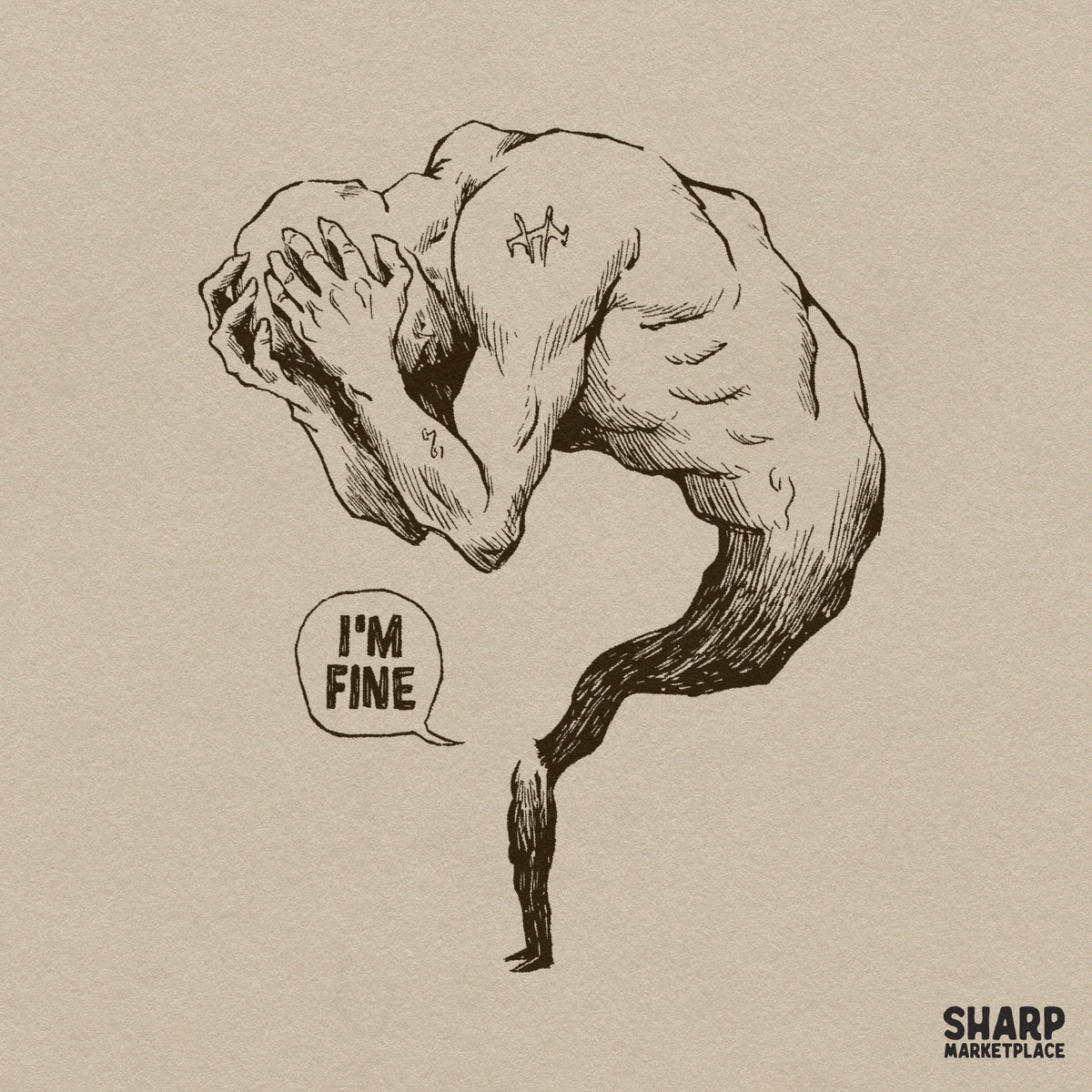 I'm Fine Dark Mental Health Agony Graphic, Trendy PNG