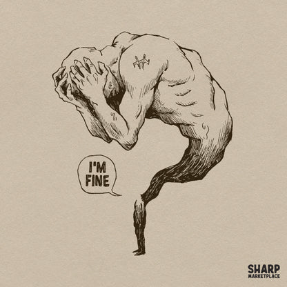 I'm Fine Dark Mental Health Agony Graphic, Trendy PNG