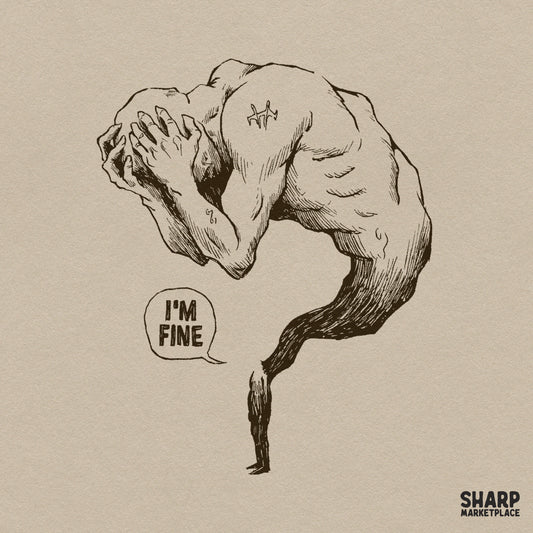 I'm Fine Dark Mental Health Agony Graphic, Trendy PNG