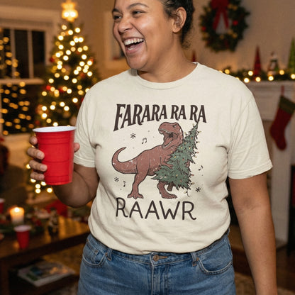 Farara Ra Ra Ra Raawr PNG, Funny Dinosaur Christmas Tree Shirt - 300 DPI