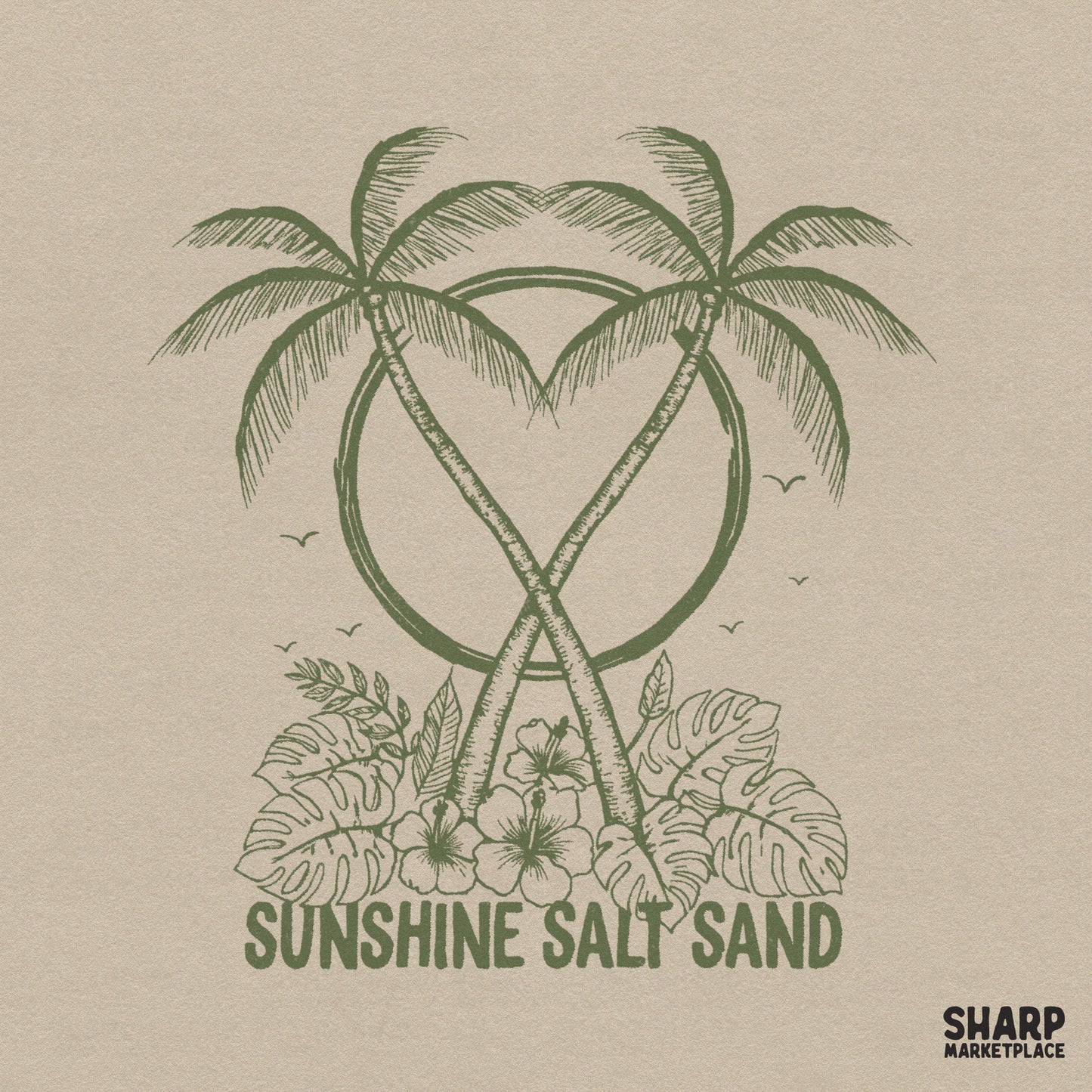 Retro sunshine salt sand tropical palm tree graphic for summer beach shirts and sublimation sublimation art