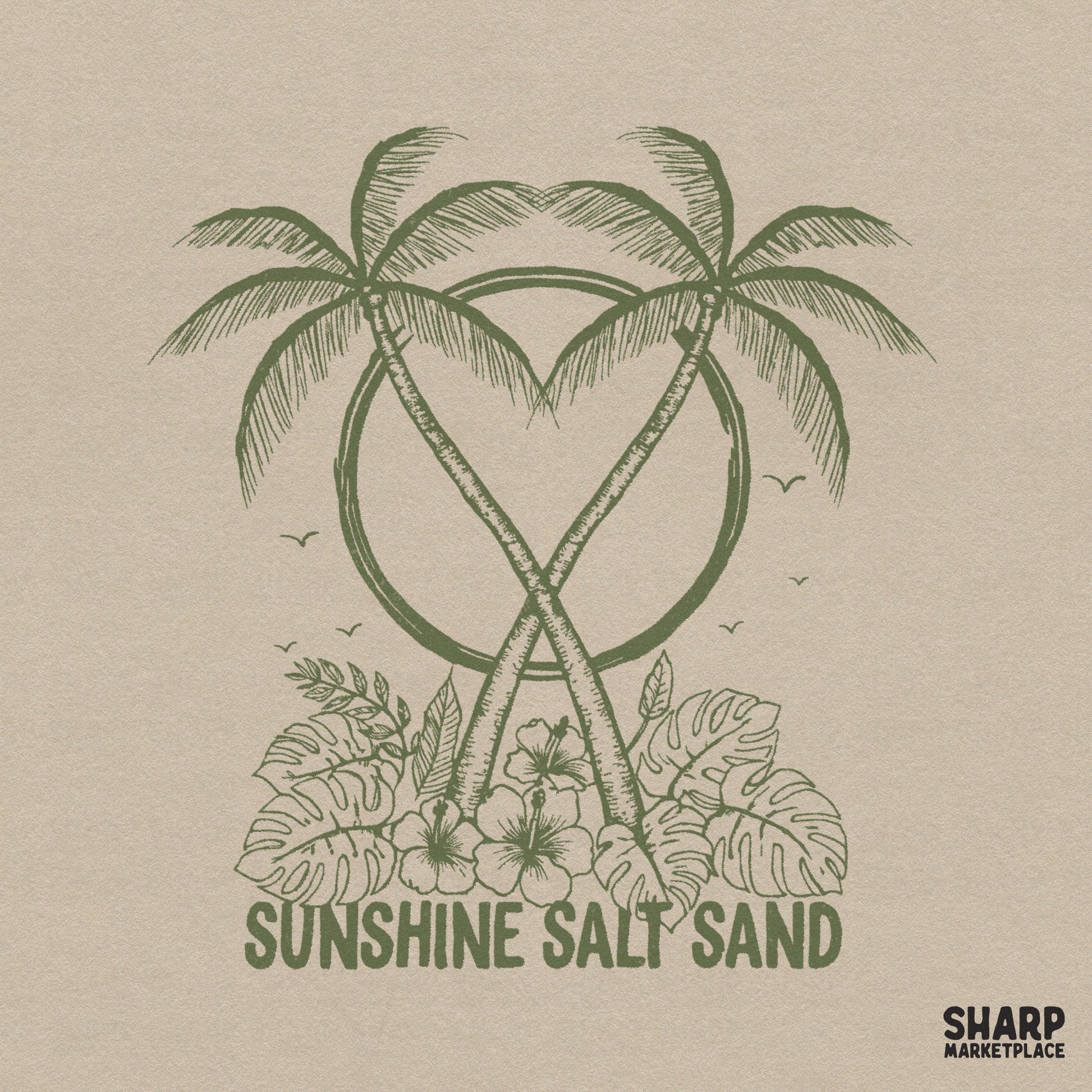 Retro sunshine salt sand tropical palm tree graphic for summer beach shirts and sublimation sublimation art