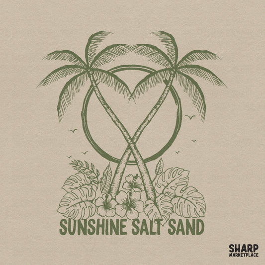 Retro sunshine salt sand tropical palm tree graphic for summer beach shirts and sublimation sublimation art