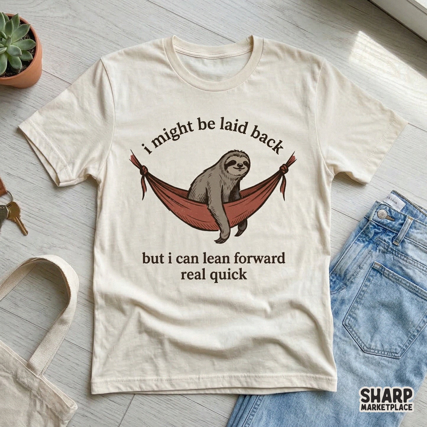 Humorous sloth illustration with a vintage aesthetic and curved text, suitable for creating custom stickers, tumblers, and sarcastic clothing designs.