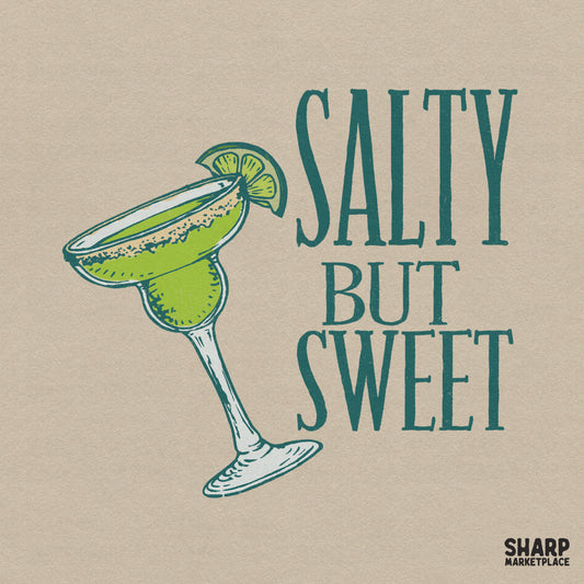 Salty But Sweet summer PNG design for girls trip beach t-shirts featuring a margarita glass and sarcastic theme