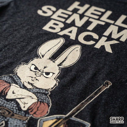 Angry knight bunny armor graphic in retro style for funny t-shirt designs and sarcastic png print-on-demand graphics