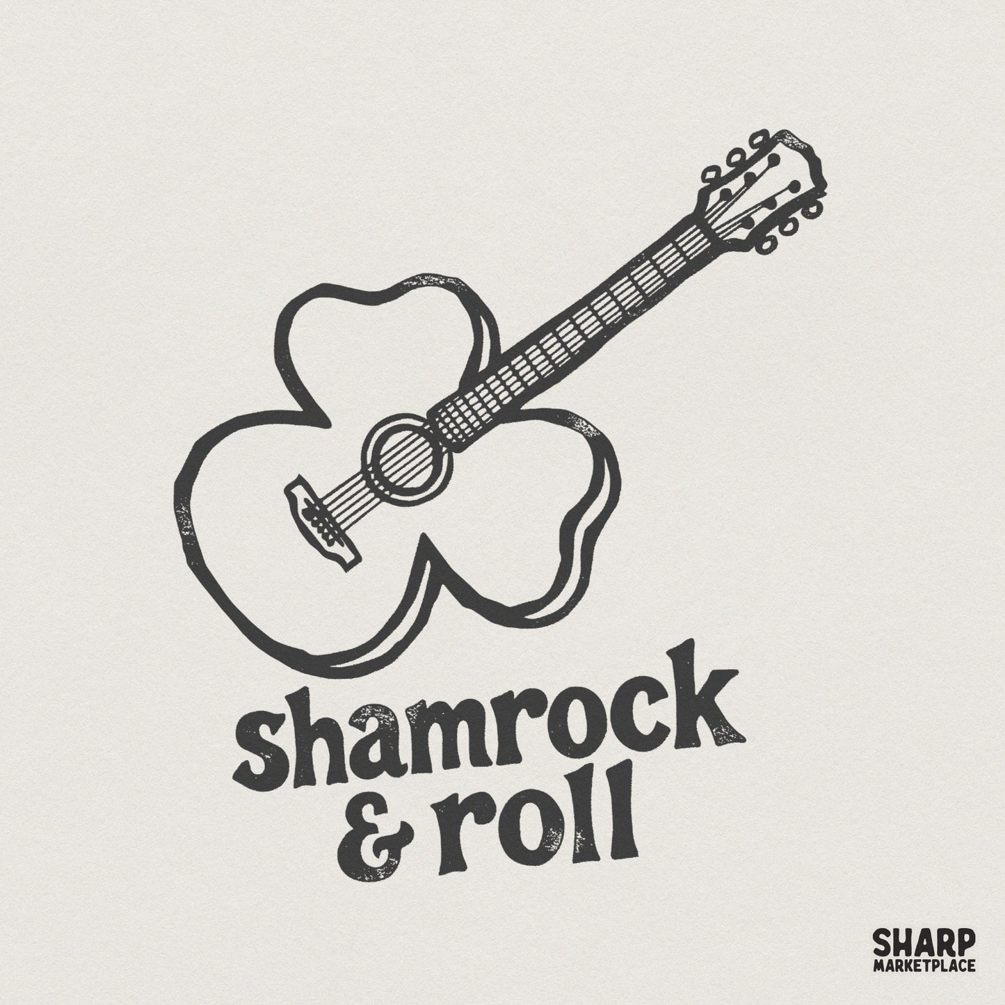 Shamrock & Roll PNG, St Patricks Day Guitar Shirt Design - 300 DPI Design