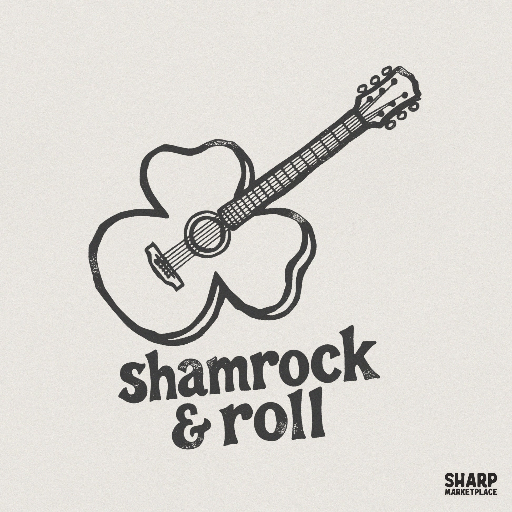 Shamrock & Roll PNG, St Patricks Day Guitar Shirt Design - 300 DPI Design