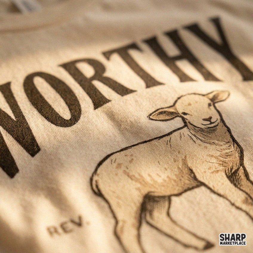 Vintage Worthy Is The Lamb Easter PNG graphic design for Christian t-shirt sublimation and apparel