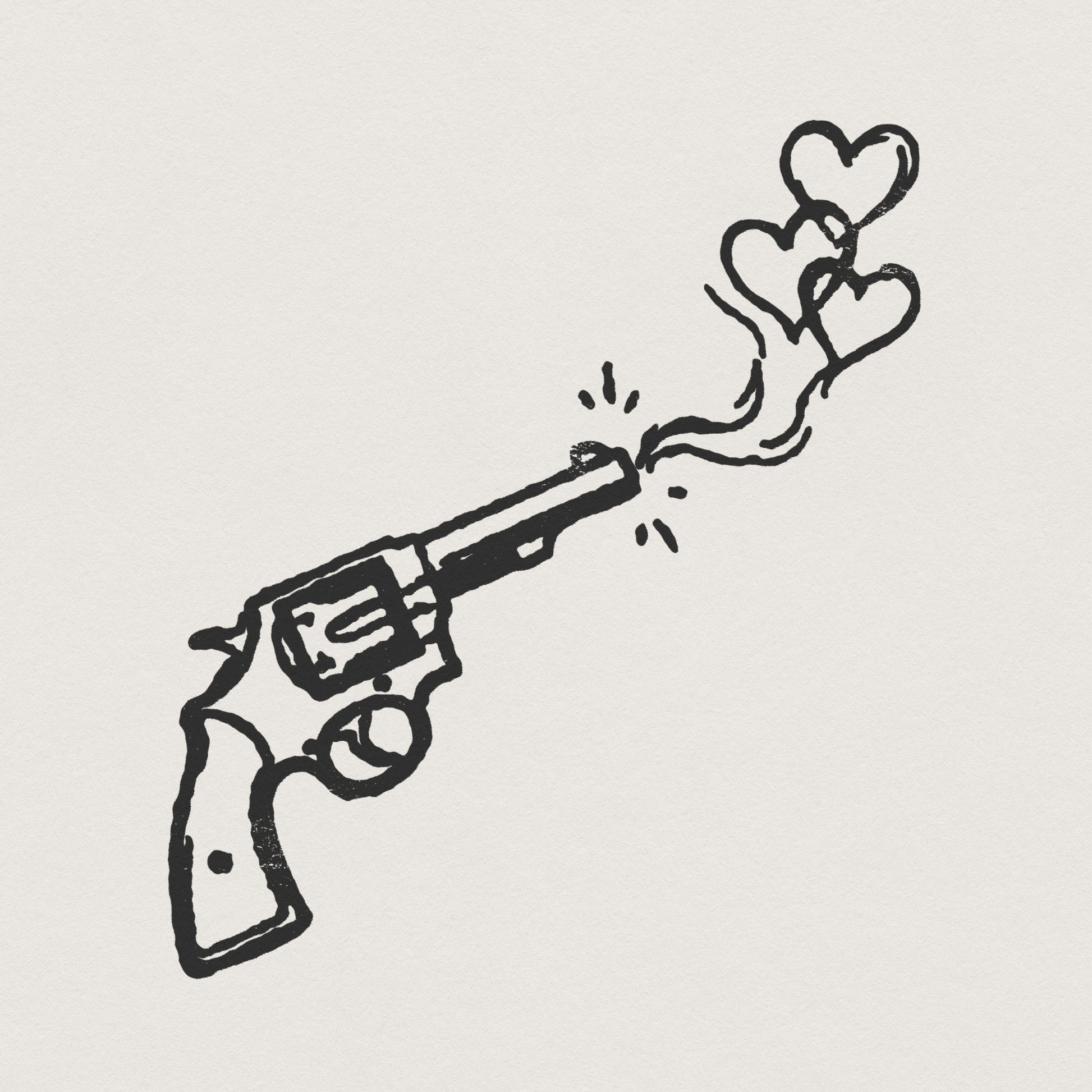 Love And Peace Gun PNG, Retro Heart Pistol Digital Download - 300 DPI