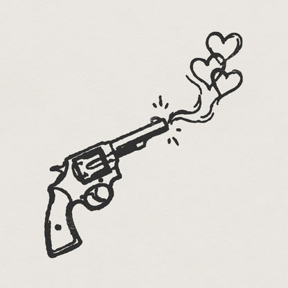 Love And Peace Gun PNG, Retro Heart Pistol Digital Download - 300 DPI