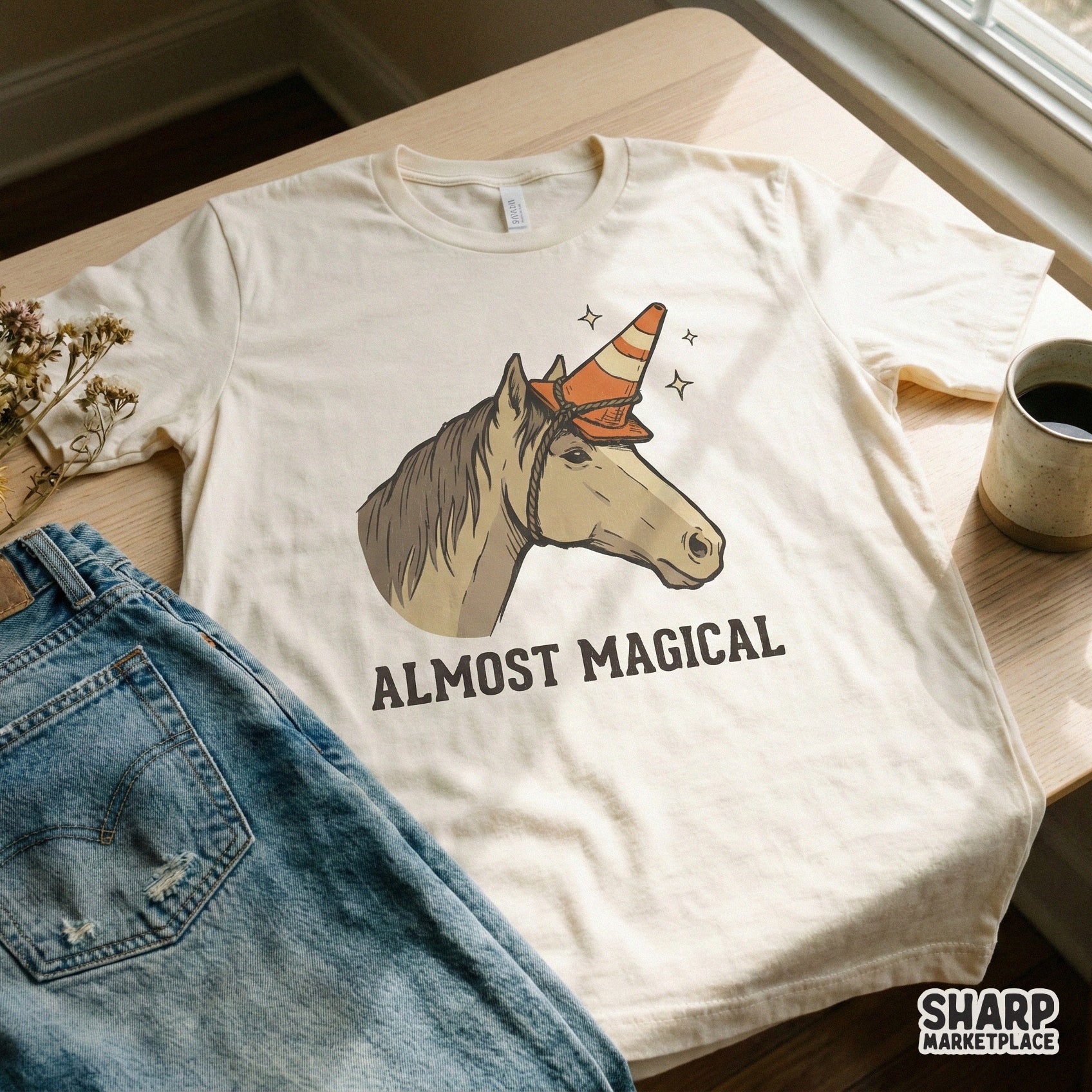 Almost Magical Horse PNG, Funny Unicorn Traffic Cone Art - 300 DPI Design