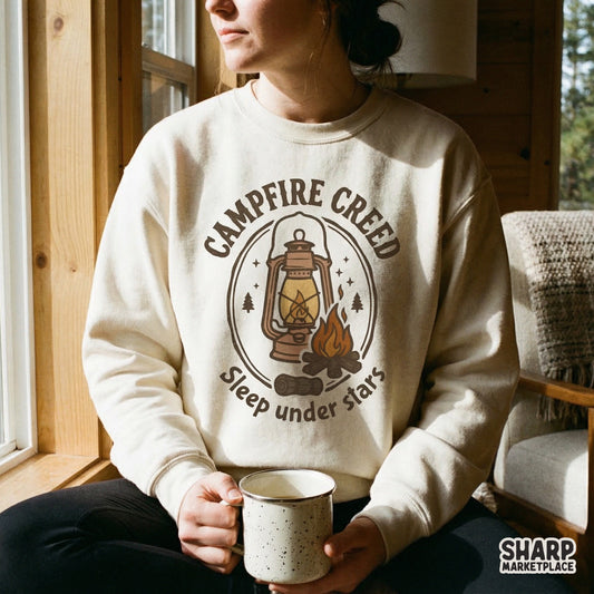 Campfire Creed PNG, Sleep Under Stars Camping Digital Design - 300 DPI