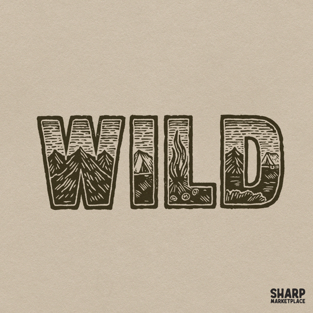 Retro outdoor mountain scene PNG graphic for wild fall and summer camping t-shirt designs