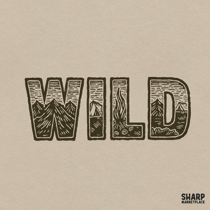 Retro outdoor mountain scene PNG graphic for wild fall and summer camping t-shirt designs