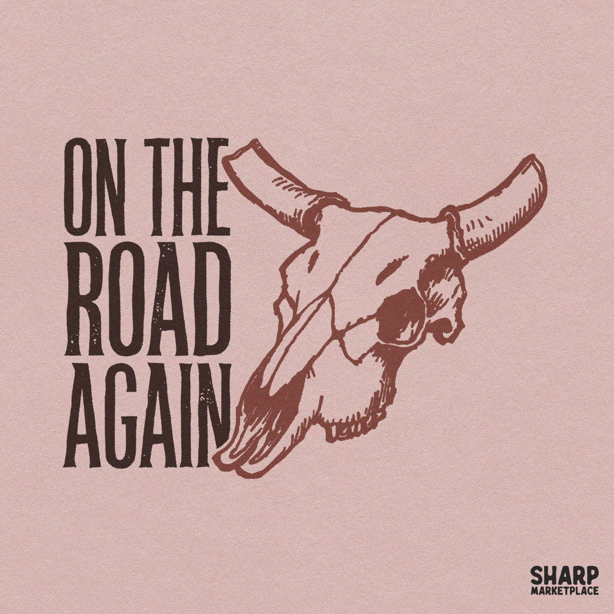 Retro western cow skull transparent PNG design with desert bone art for country music t-shirts and apparel