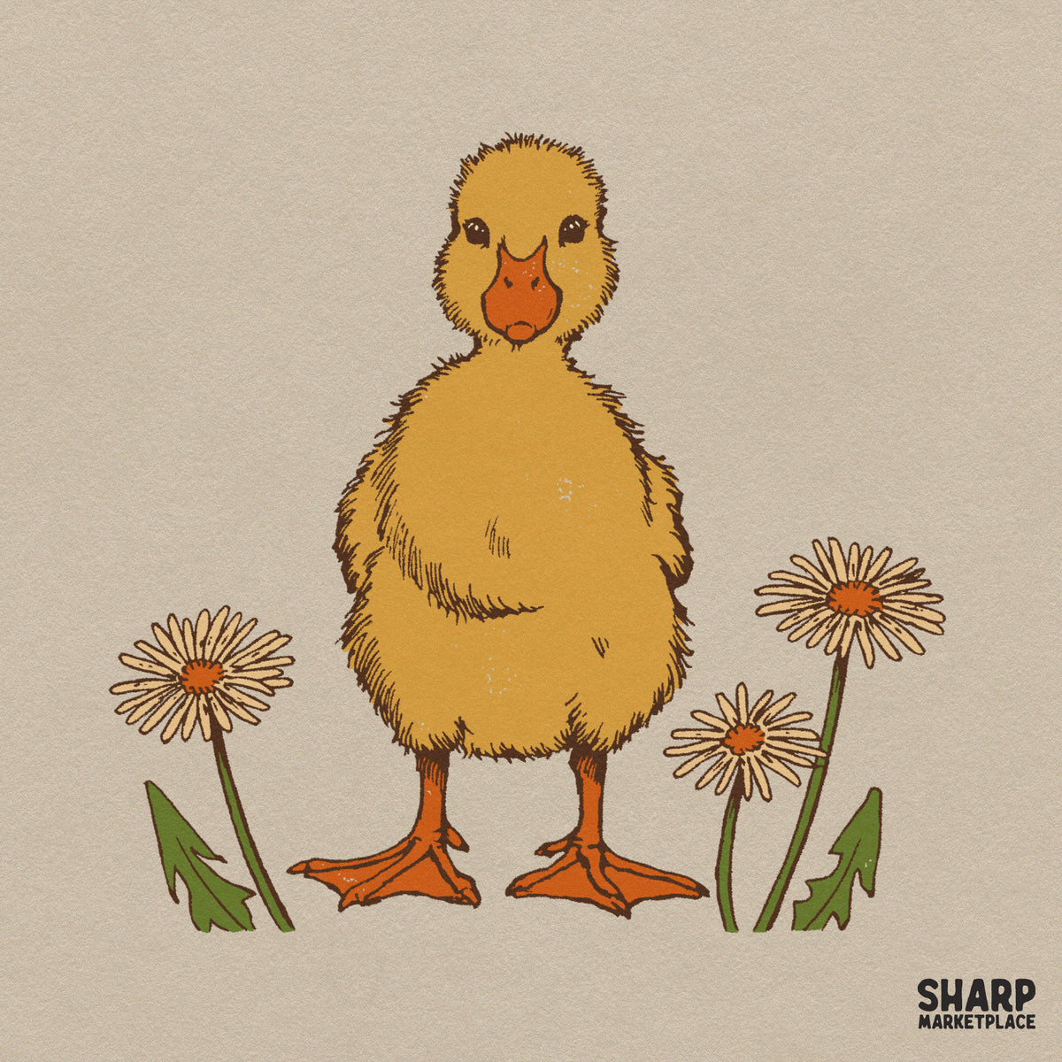 Sweet Yellow Baby Duckling With Daisies Easter PNG, Trendy