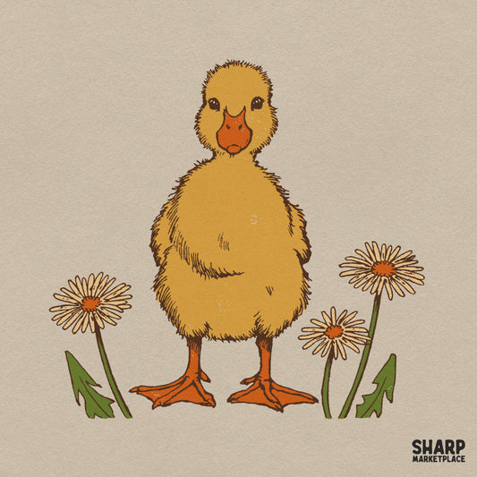 Sweet Yellow Baby Duckling With Daisies Easter PNG, Trendy