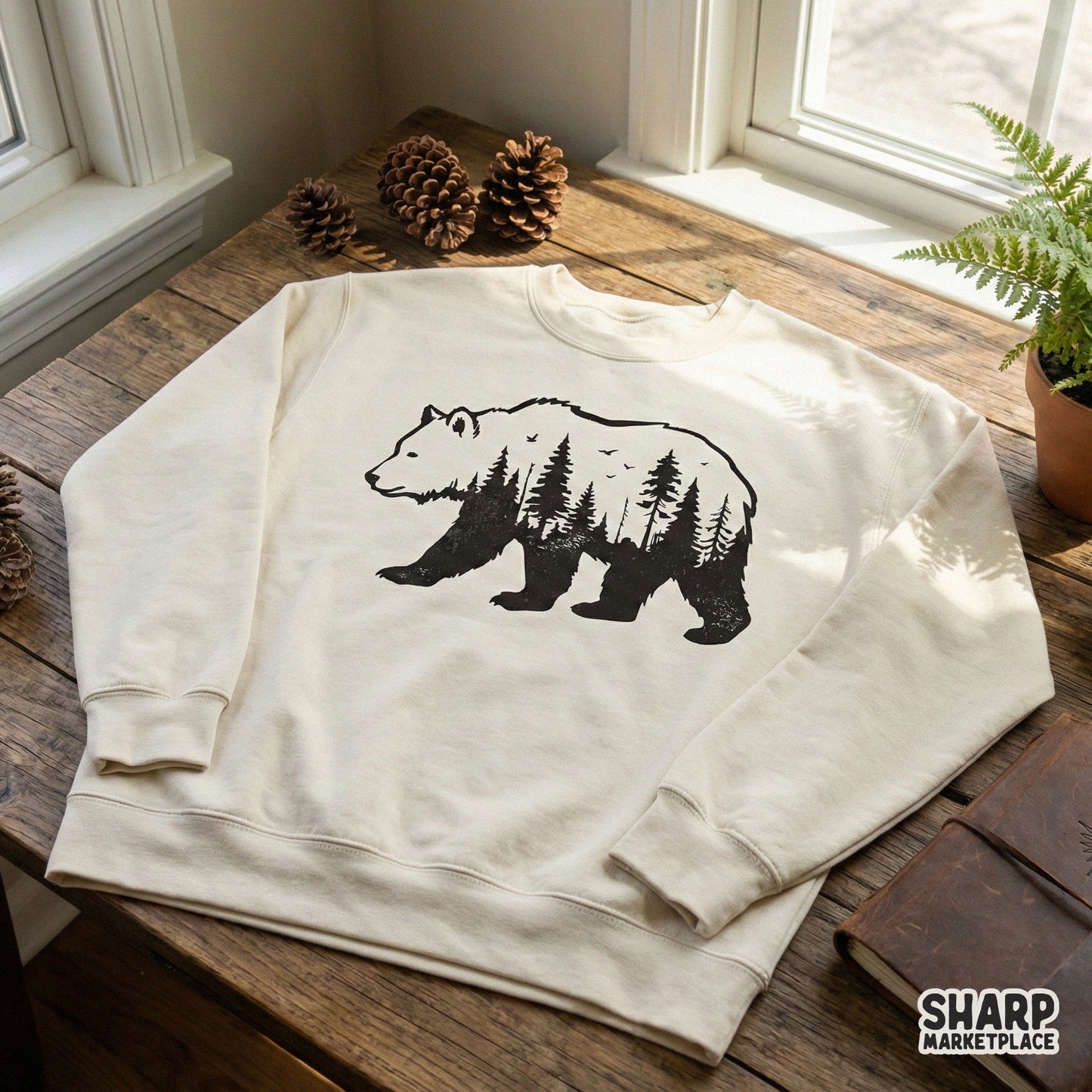 Bear Forest PNG, Wilderness Animal Art - 300 DPI Design for T-Shirt