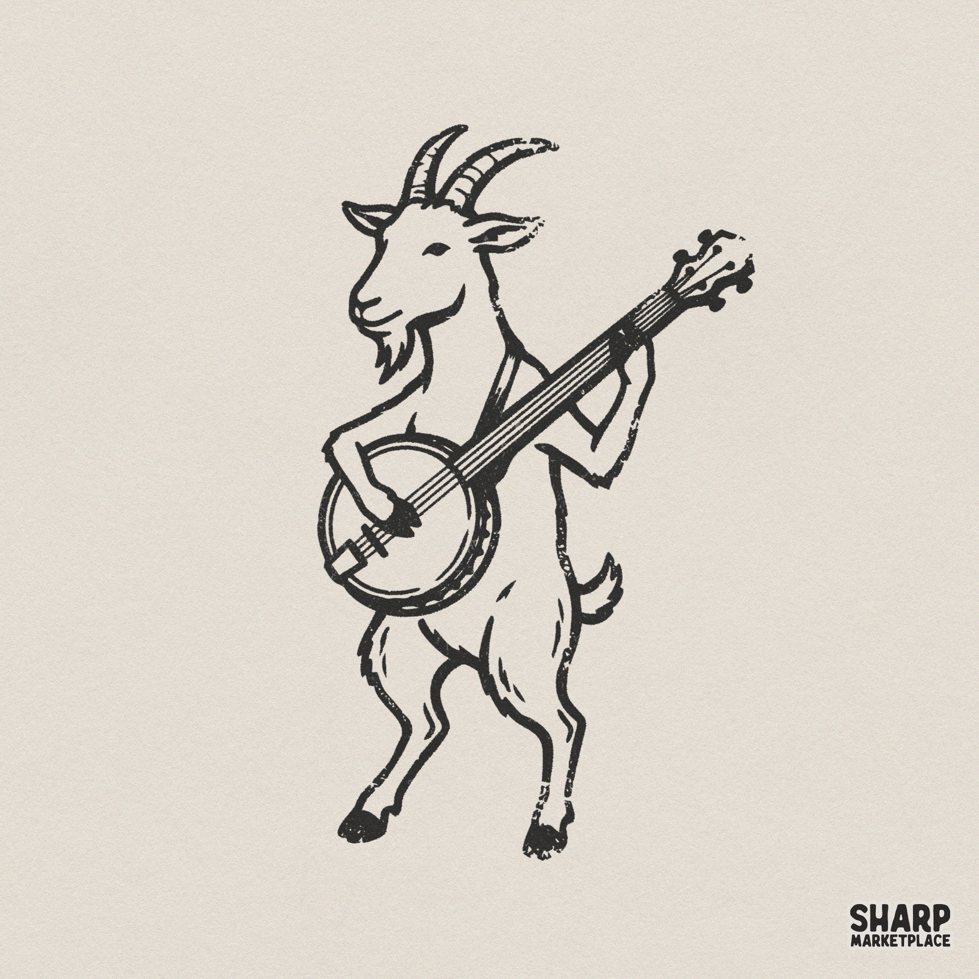 Goat Playing Banjo PNG, Funny Animal Shirt Design - 300 DPI Design for