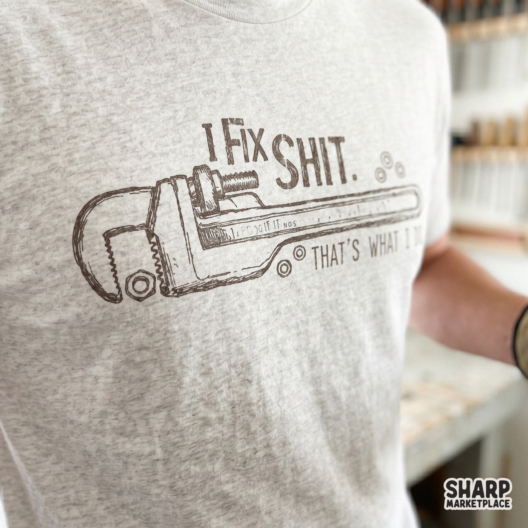 Funny handyman humor graphic for Father's Day dad shirts featuring sarcastic mechanic tools sublimation design