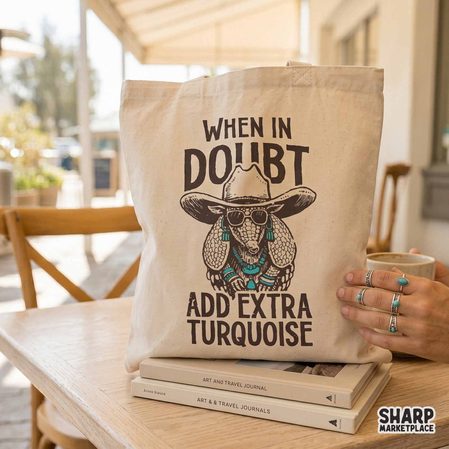 Retro inspired armadillo illustration with bold rustic typography, ideal for creating custom stickers, apparel, or unique desert themed wall art.
