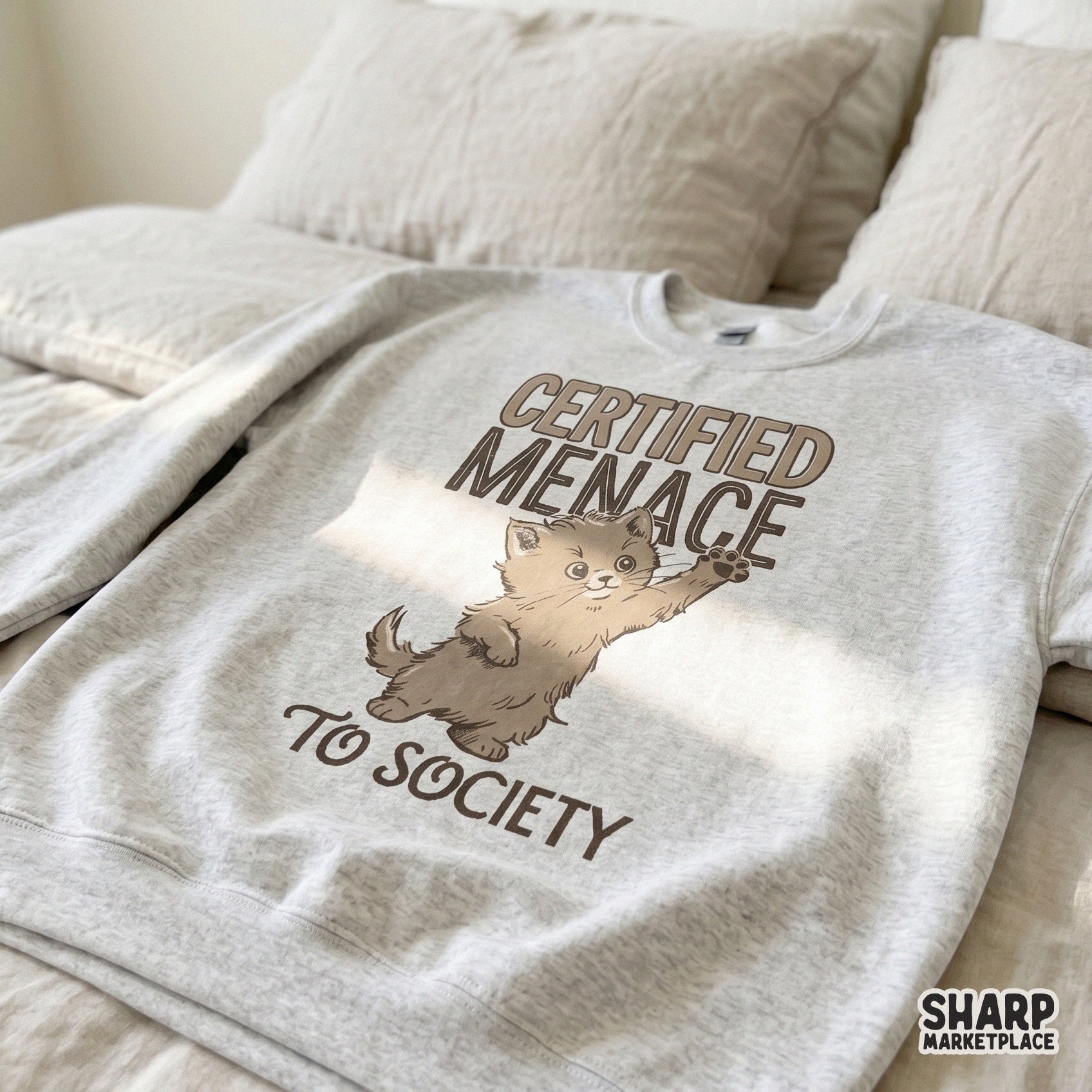 Funny kitten graphic with a retro trending meme design for sarcastic cat lover shirts