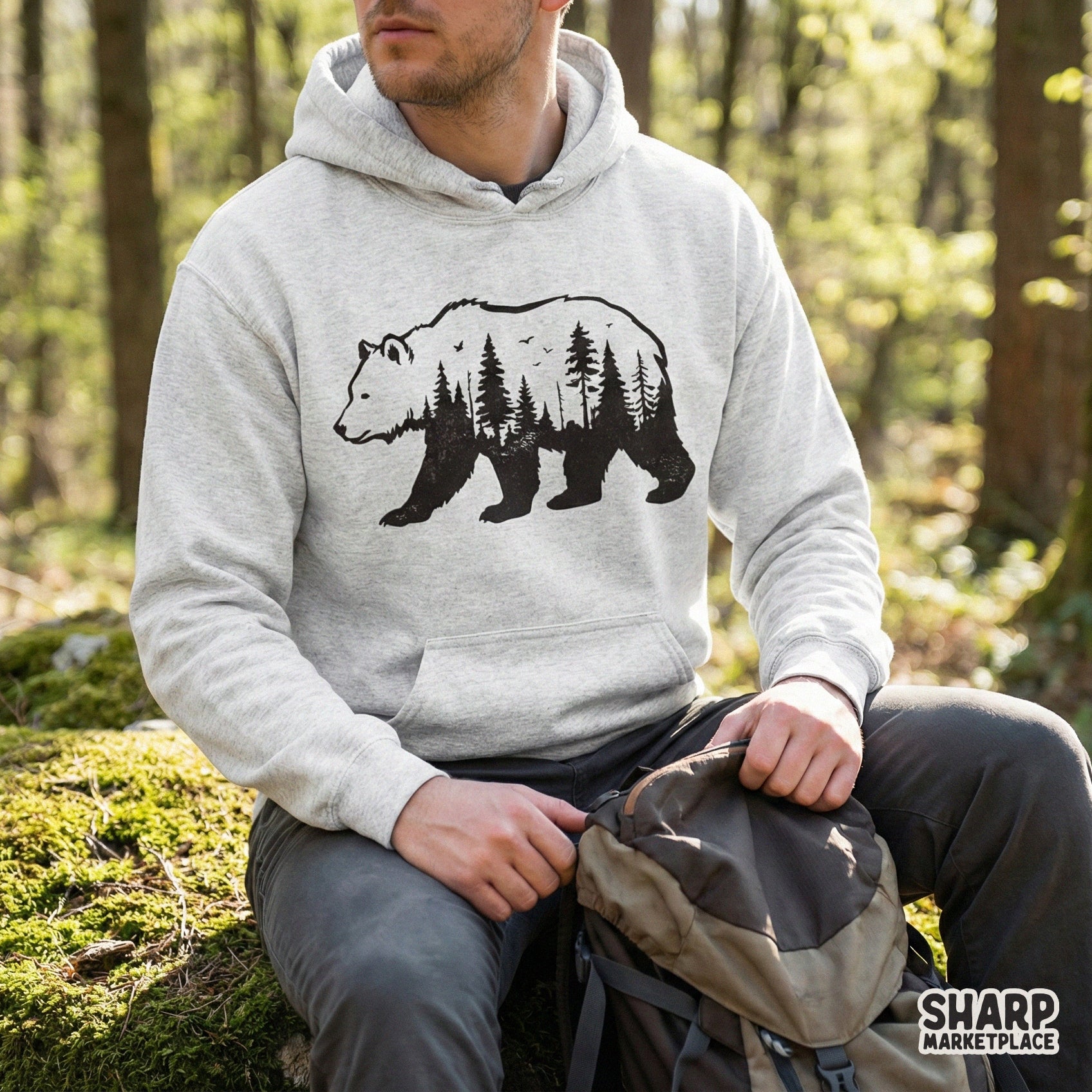 Bear Forest PNG, Wilderness Animal Art - 300 DPI Design for T-Shirt