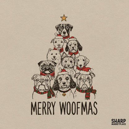 Merry Woofmas dog lover Christmas PNG sublimation design for funny holiday pet t-shirts