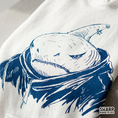 Grumpy shark in a hoodie funny ocean meme animal art sublimation png for retro summer beach shirts