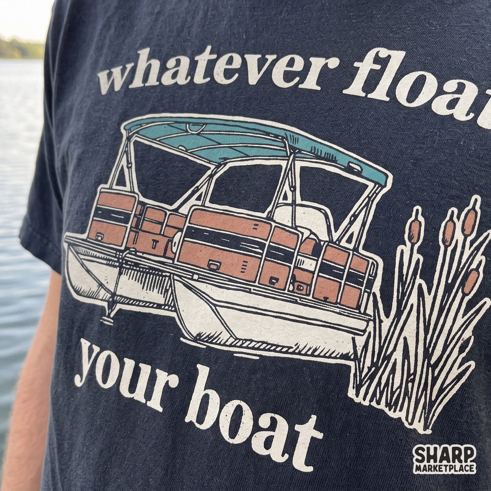 Retro vintage pontoon boat graphic for a funny summer tee and lake life sublimation digital download