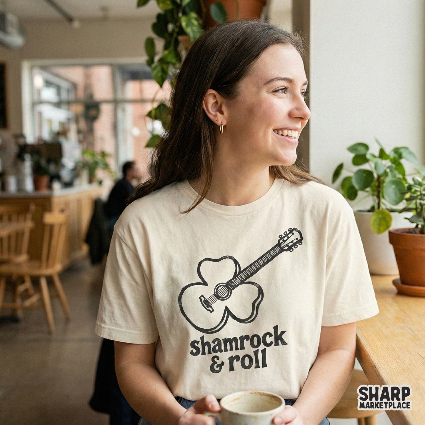 Shamrock & Roll PNG, St Patricks Day Guitar Shirt Design - 300 DPI Design