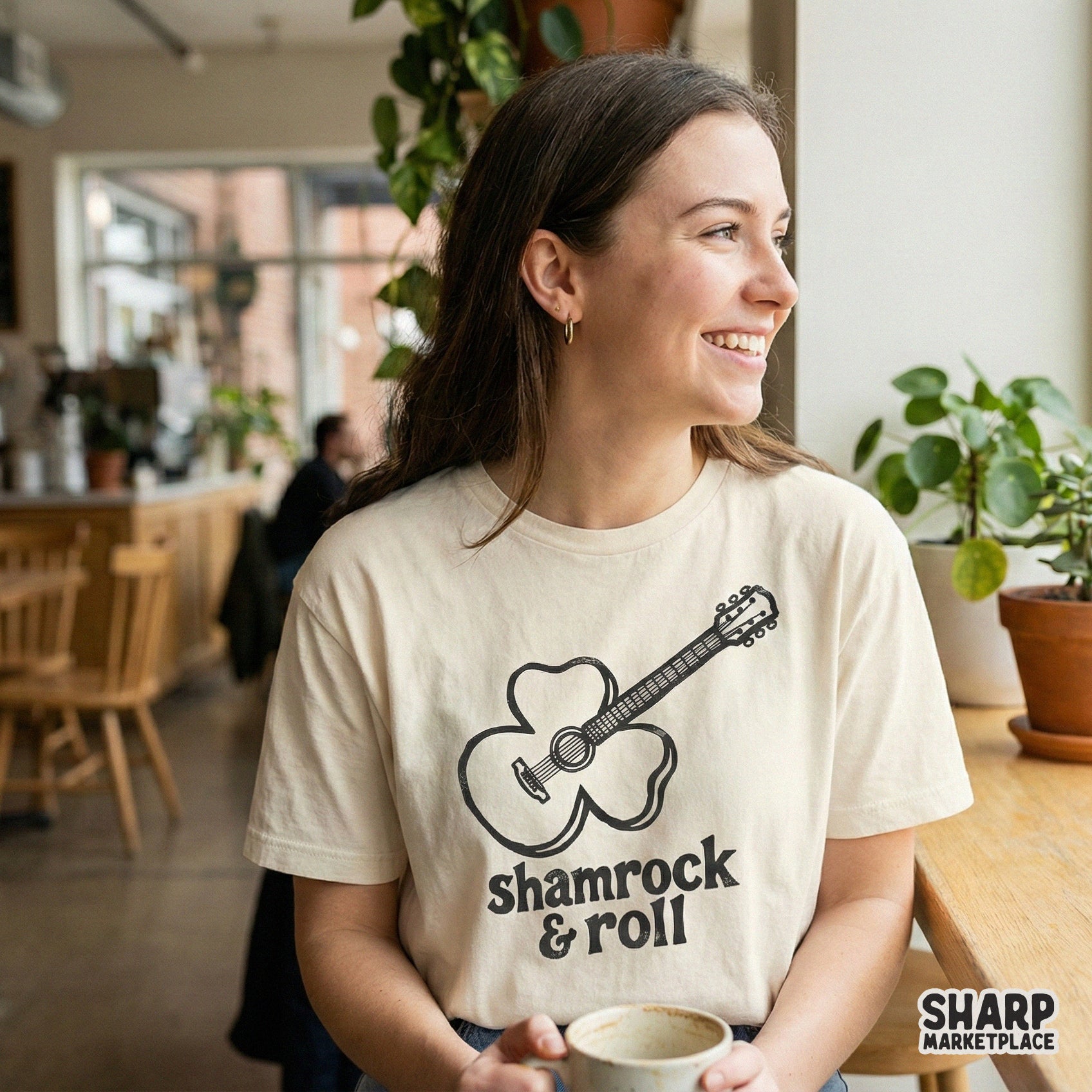 Shamrock & Roll PNG, St Patricks Day Guitar Shirt Design - 300 DPI Design