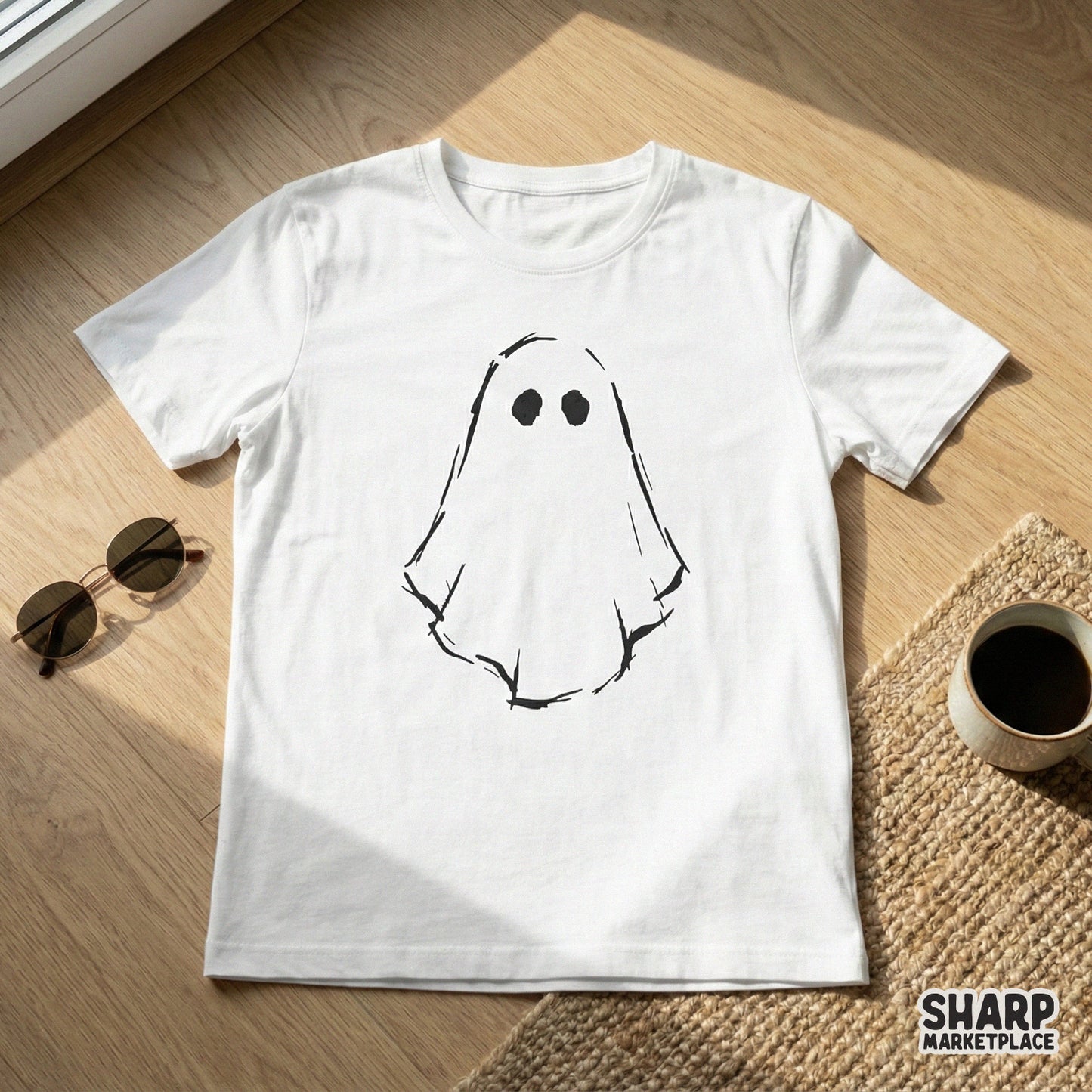 Simple Ghost PNG, Minimalist Halloween Spirit - 300 DPI Design for T-Shirt