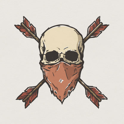 Skull With Arrows PNG, Bandana Outlaw Skull PNG - 300 DPI Design for