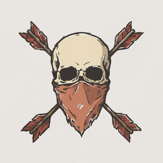 Skull With Arrows PNG, Bandana Outlaw Skull PNG - 300 DPI Design for