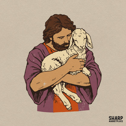 Gentle Shepherd Holding Lost Lamb Art, Vintage Christian