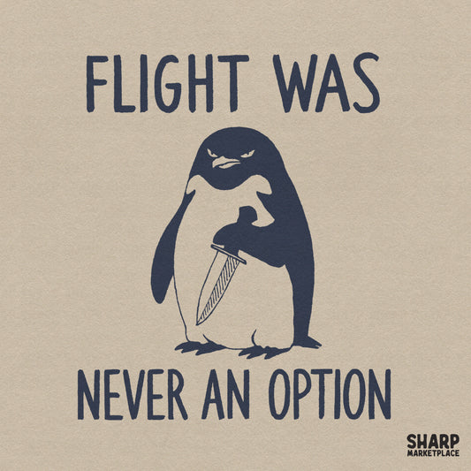 Funny sarcastic hostile penguin holding a knife meme for trendy sublimation tumbler designs and apparel printing