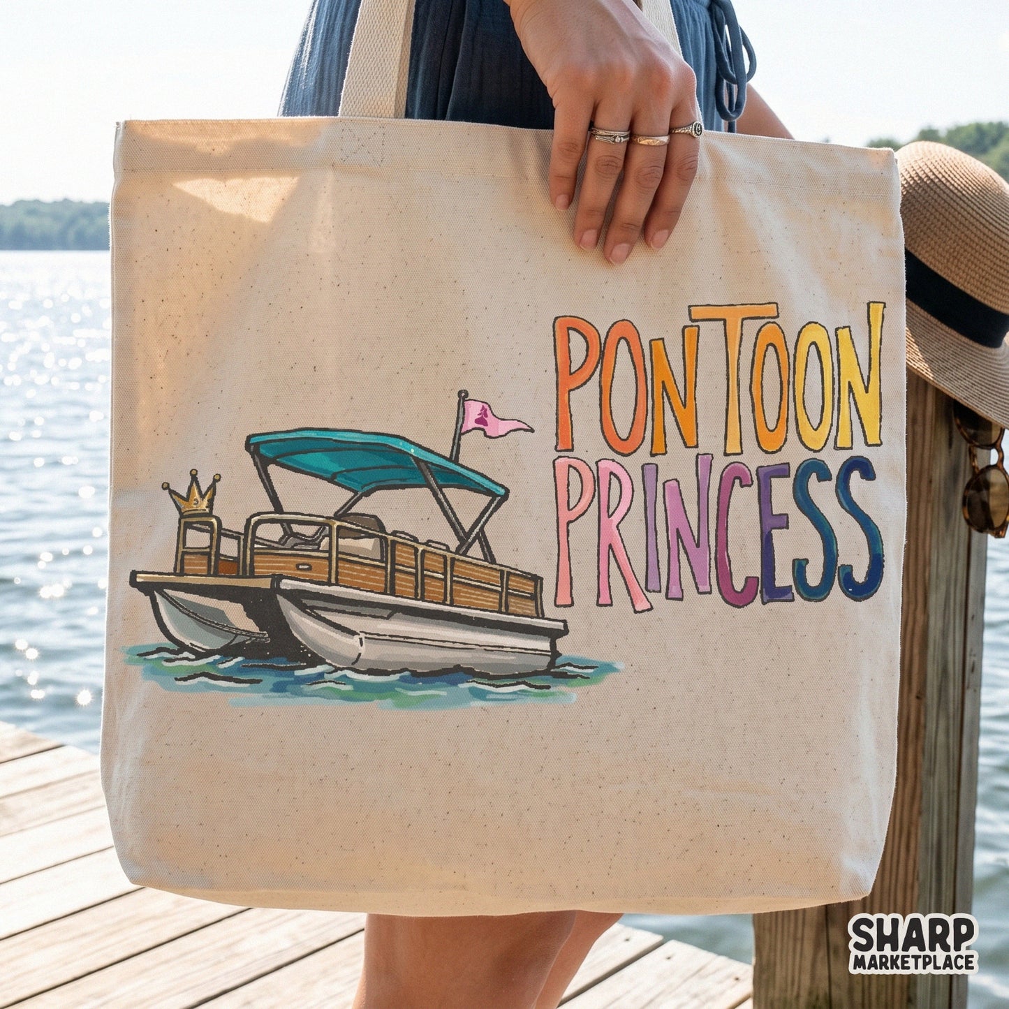 Pontoon Princess trendy summer PNG design for girls trip lake life t-shirts and vacation sublimation crafts