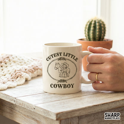Charming western style digital download with bold typography and a hand-drawn cowboy character, suitable for DIY apparel or tumbler sublimation.