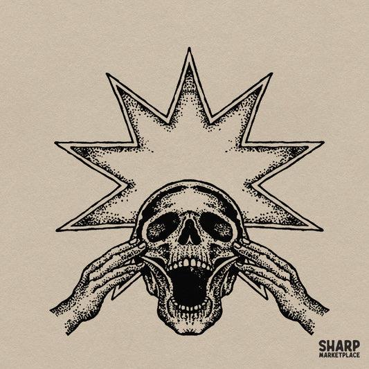 Screaming skeleton with starburst background retro skull PNG design for trendy Halloween shirts and spooky season apparel