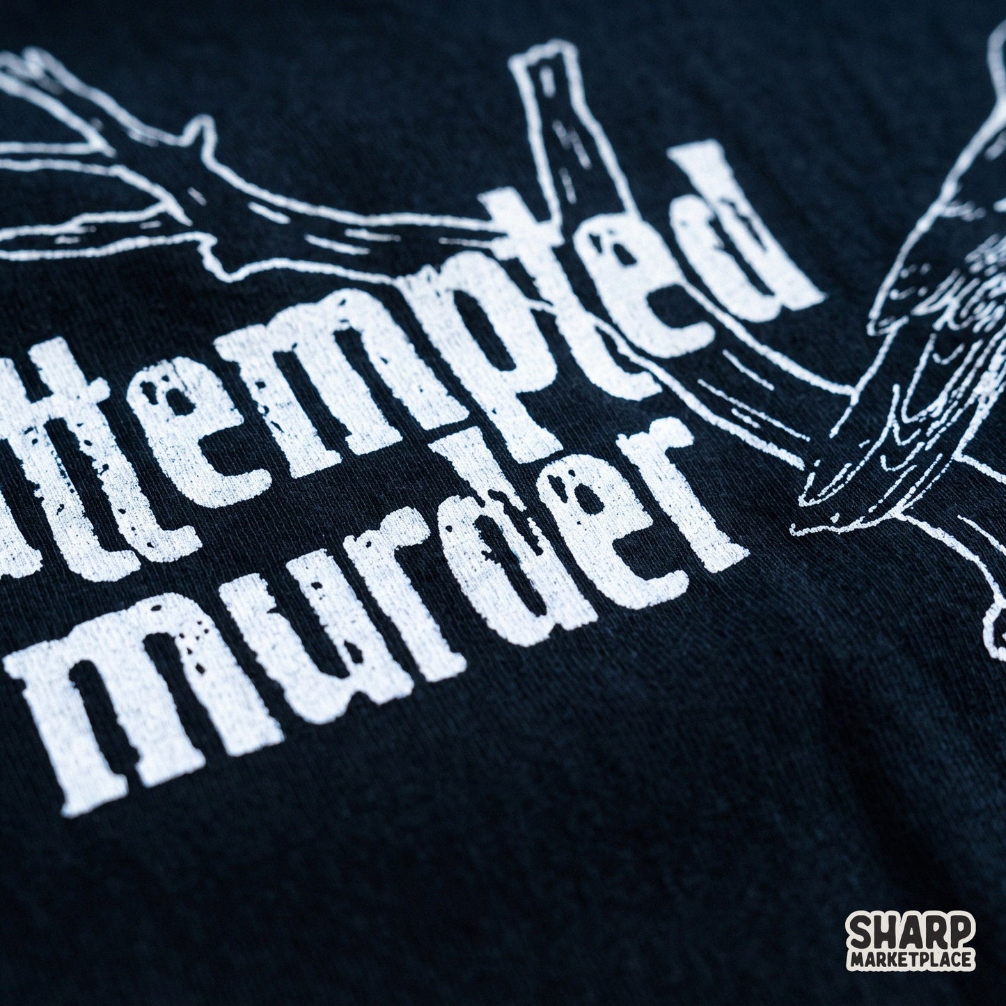 Attempted Murder crow pun graphic in a retro spooky style for sarcastic Halloween sublimation shirts and digital designs