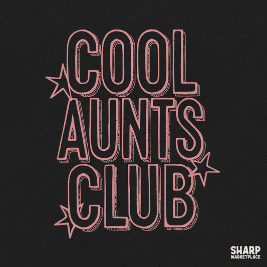 Cool Aunts Club retro PNG design with colorful wavy font for custom shirt sublimation