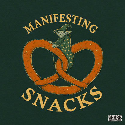 Manifesting Snacks Pretzel Wizard Art, Trendy Funny Goblin