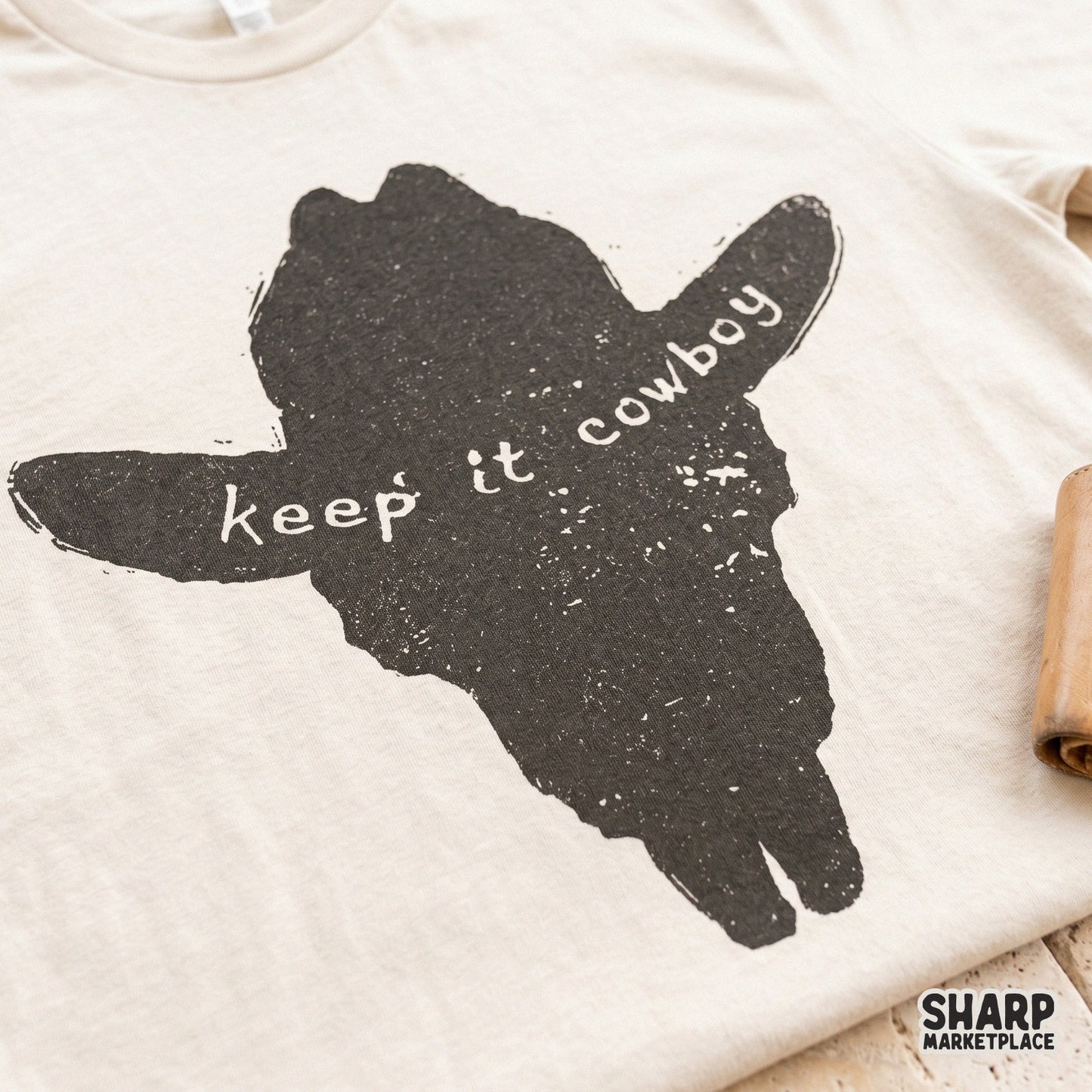 Western themed digital design featuring a gritty steer skull hat silhouette with hand drawn text, perfect for sublimation and apparel.