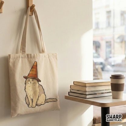 Cat With Traffic Cone Hat PNG, Funny Cat Digital Download - 300 DPI