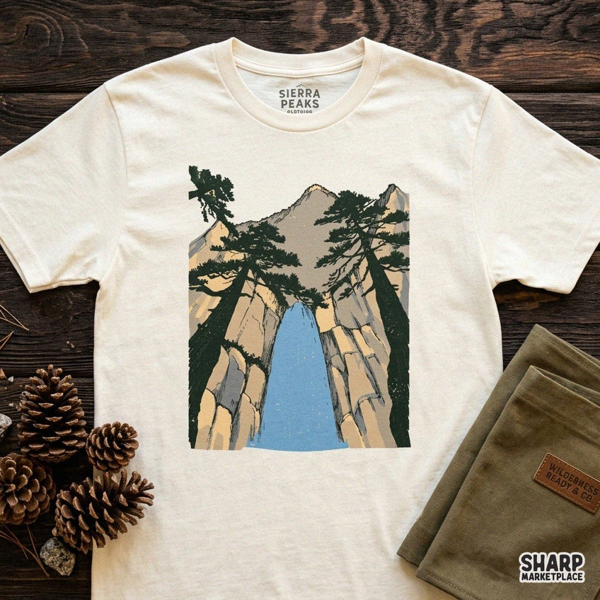 Vintage national park canyon waterfall PNG graphic for retro camping t-shirts and nature sublimation designs