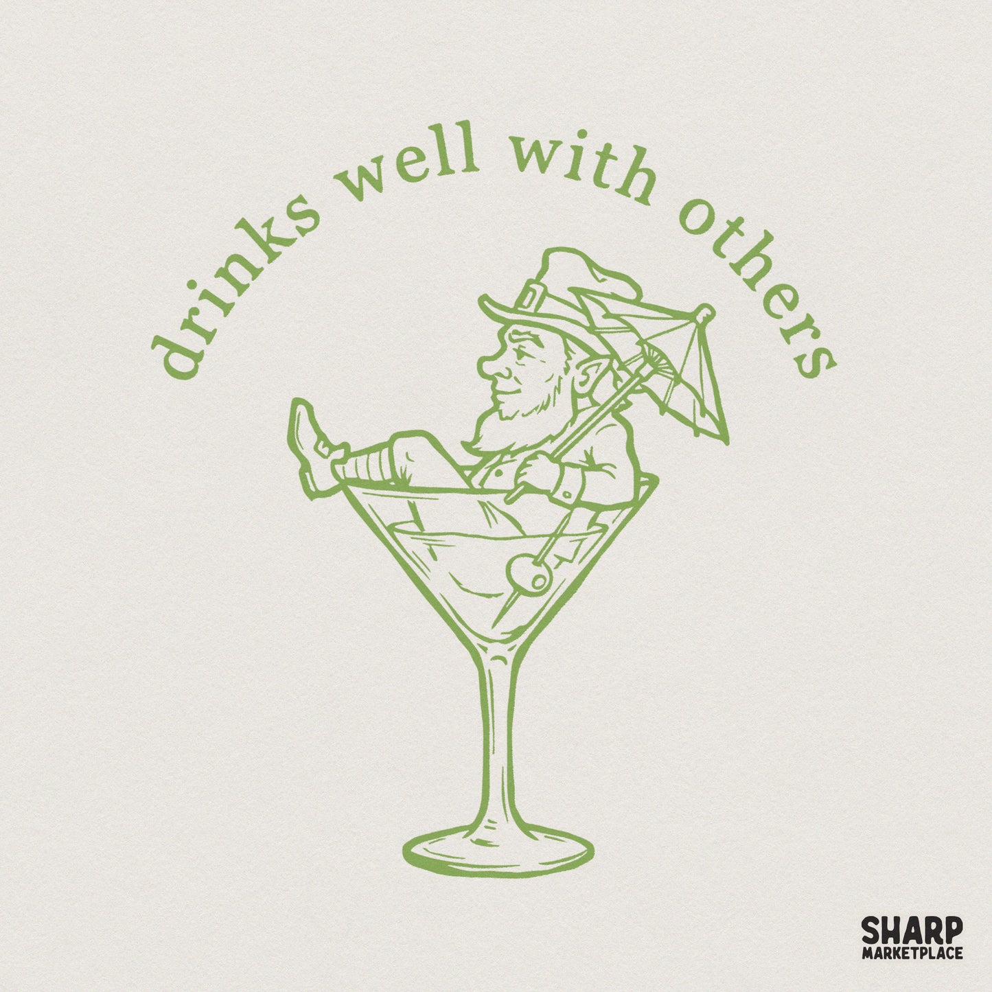 Drinks Well With Others Retro Leprechaun Party PNG, Cocktail Clipart -